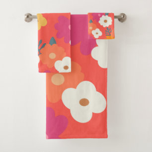 Cute Colourful Retro Florals  Bath Towel Set