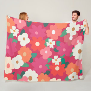 Cute Colourful Retro Florals        Fleece Blanket
