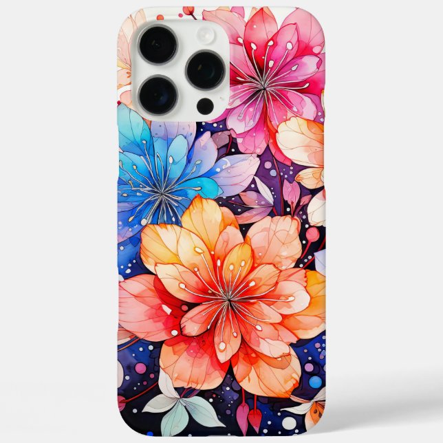 Cute Colourful Retro Flower Art Case-Mate iPhone Case (Back)