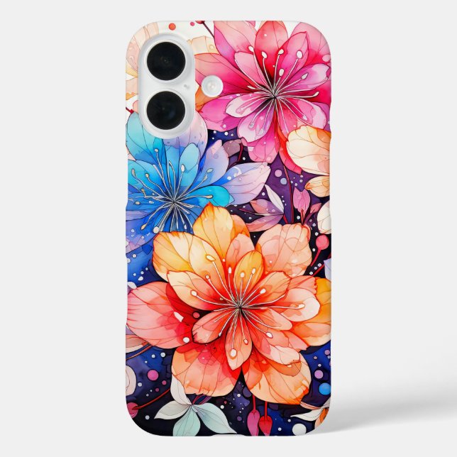 Cute Colourful Retro Flower Art Case-Mate iPhone Case (Back)