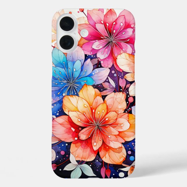 Cute Colourful Retro Flower Art Case-Mate iPhone Case (Back)