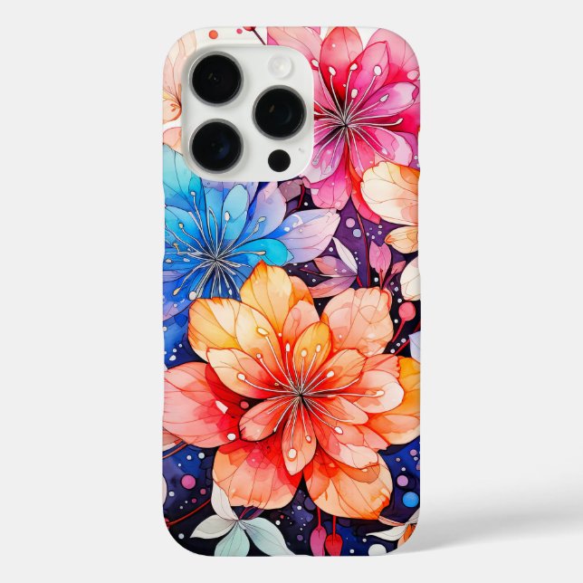 Cute Colourful Retro Flower Art Case-Mate iPhone Case (Back)