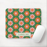 Cute Colourful Retro Flower Pattern Green Pink Nam Mouse Pad<br><div class="desc">Personalised Cute Colourful Retro Flower Pattern Green and Pink Mouse Pad</div>