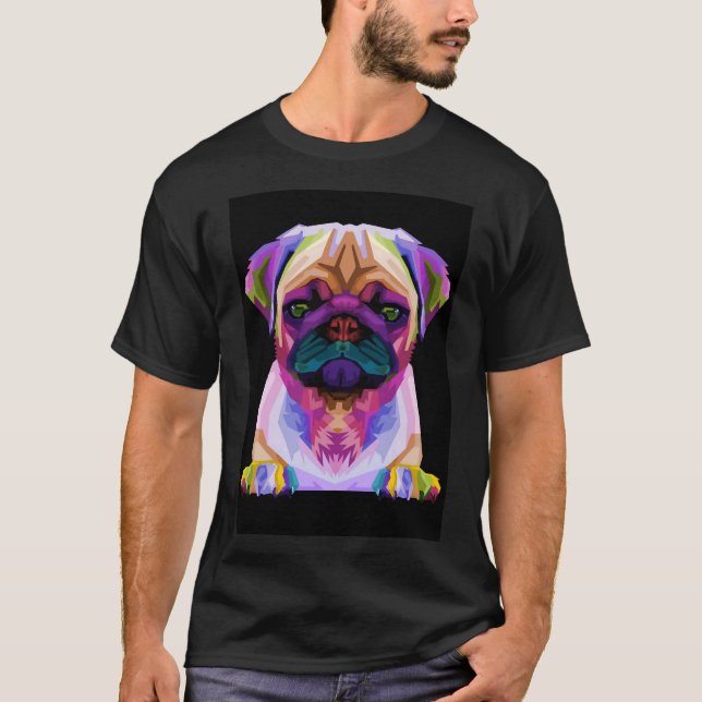 Cute Colourful Retro Pop Art Pug Classic T-Shirt 4 (Front)