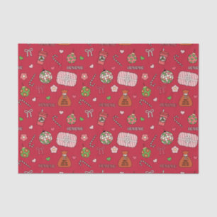 Cute Colourful Retro Red Christmas Tissue Paper