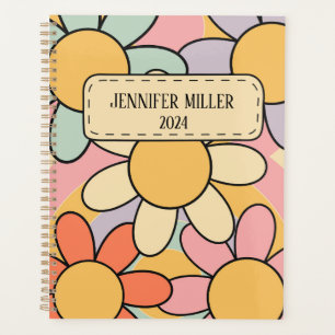 Cute colourful retro style daisy flowers planner