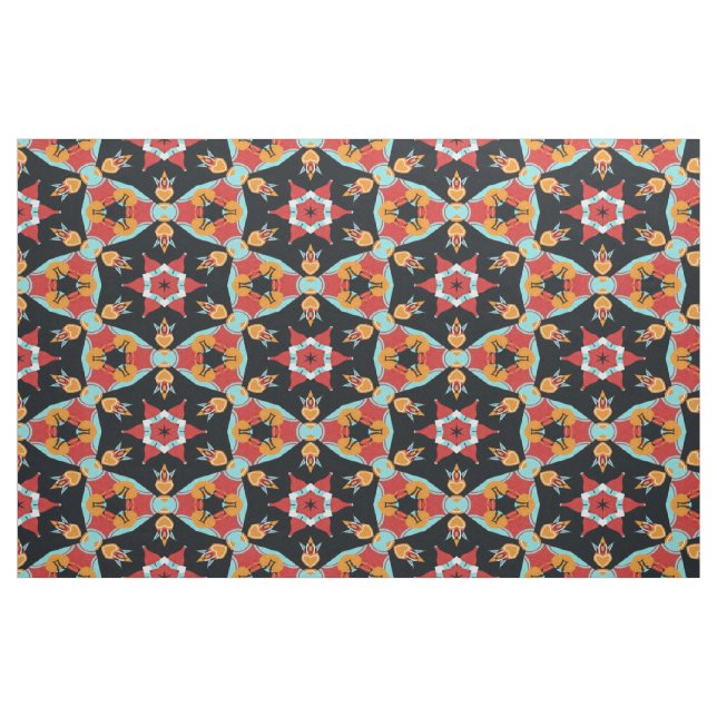 Cute Colourful Retro Vintage Nouveau Deco Pattern Fabric (Fat Quarter)