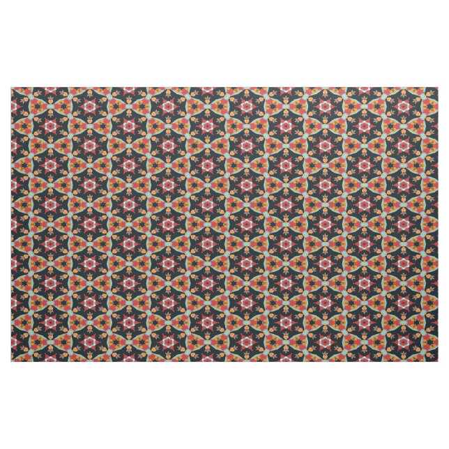 Cute Colourful Retro Vintage Nouveau Deco Pattern Fabric (Fat Quarter)