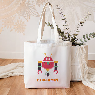 Cute Colourful Robot Kids Tote Bag