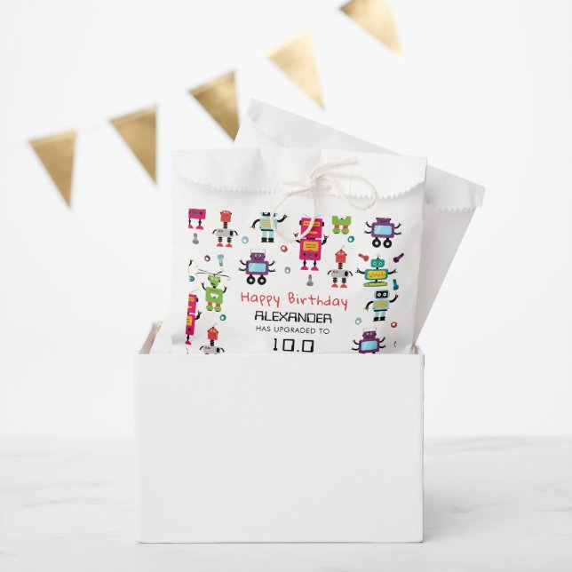 Cute Colourful Robots Kids Robot Birthday Party Favour Bag (Party)
