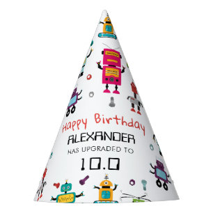 Cute Colourful Robots Kids Robot Birthday Party Hat
