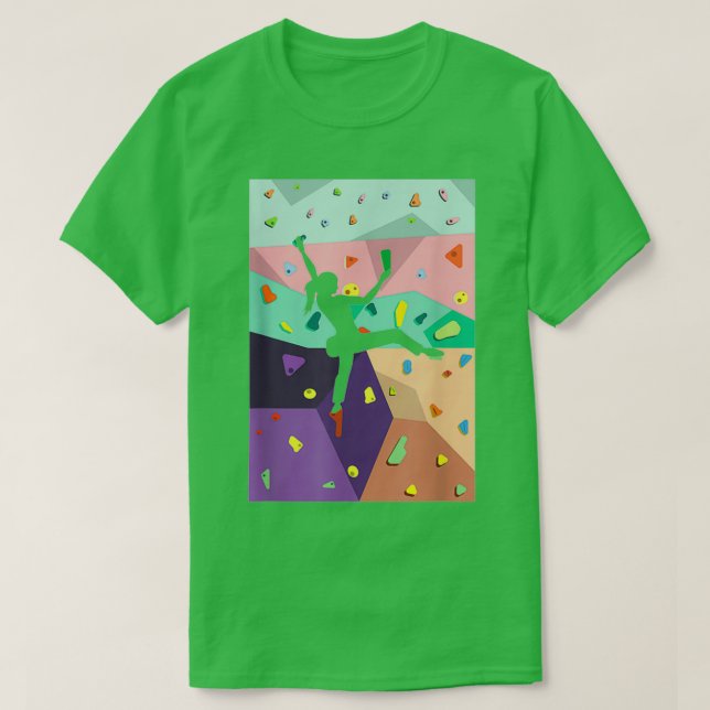 Cute Colourful Rock Climbing Bouldering Wall T-Shirt (Design Front)
