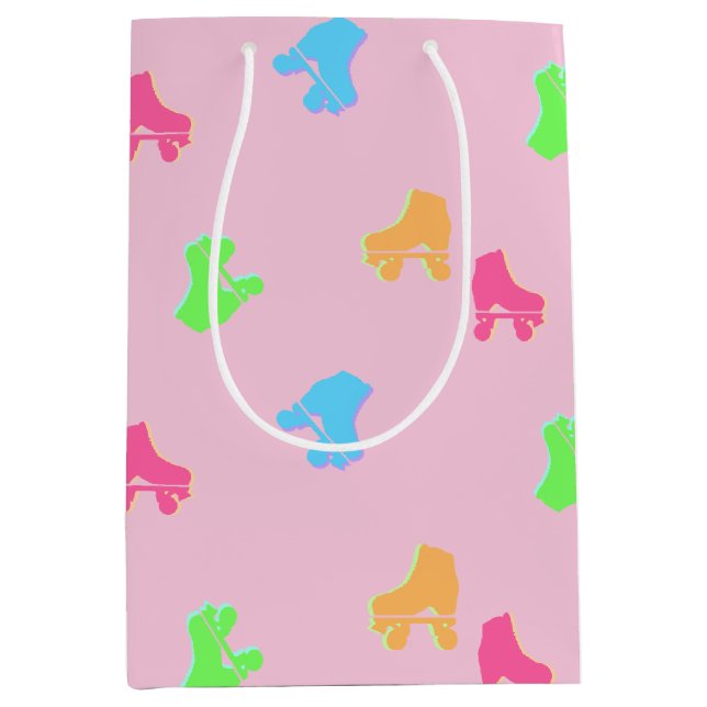 Cute Colourful Roller Skates Derby Pattern Pink  Medium Gift Bag (Front)