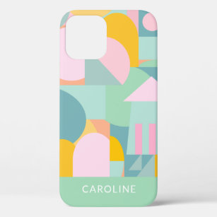 Cute Colourful Scandinavian Geometric Shape Collag iPhone 12 Case