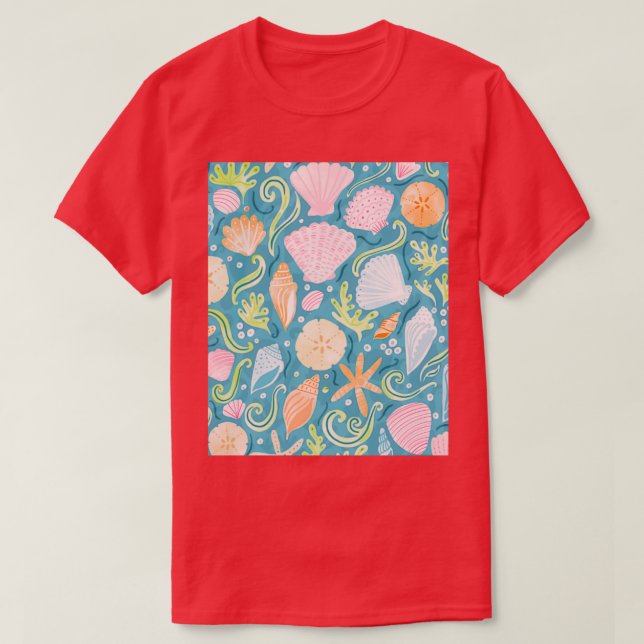 Cute colourful sea shells pattern 3 T-Shirt (Design Front)