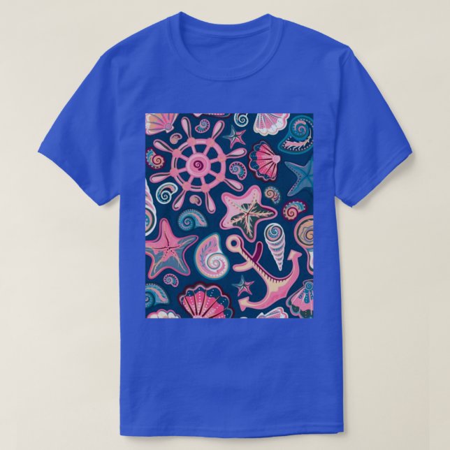 Cute colourful sea shells pattern T-Shirt (Design Front)