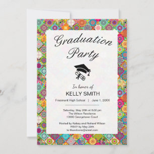 Cute colourful seamless decorative graduation part invitation
