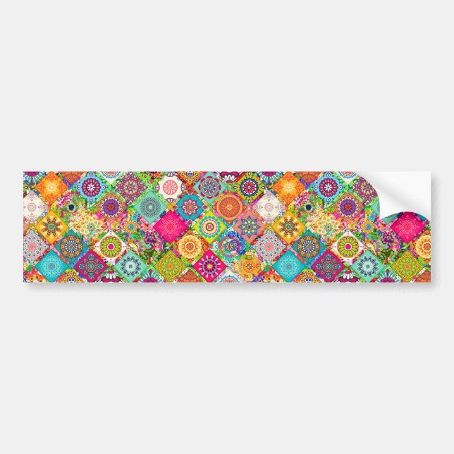 Cute colourful seamless decorative pattern bumper sticker (Front)