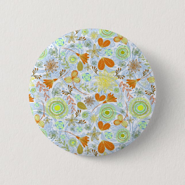 Cute colourful seamless flowers patterns throw pil 6 cm round badge (Front)