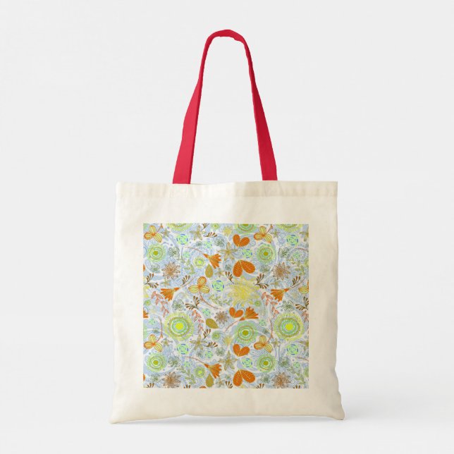 Cute colourful seamless flowers patterns throw pil tote bag (Back)