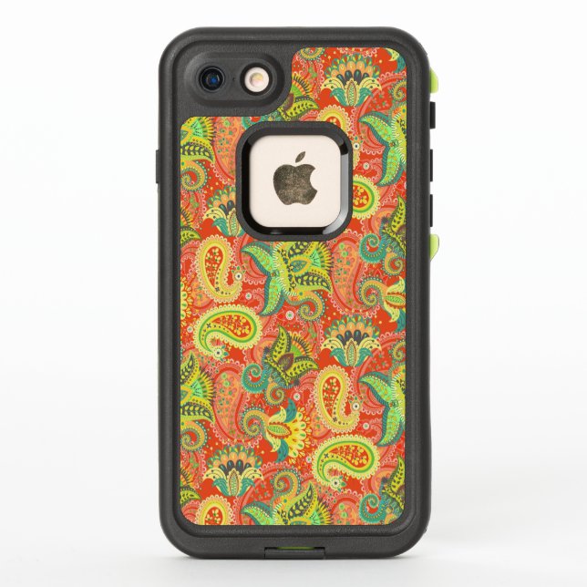 Cute colourful seamless paisley pattern LifeProof iPhone case (Back)