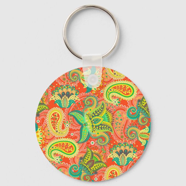 Cute colourful seamless paisley pattern OtterBox i Key Ring (Front)