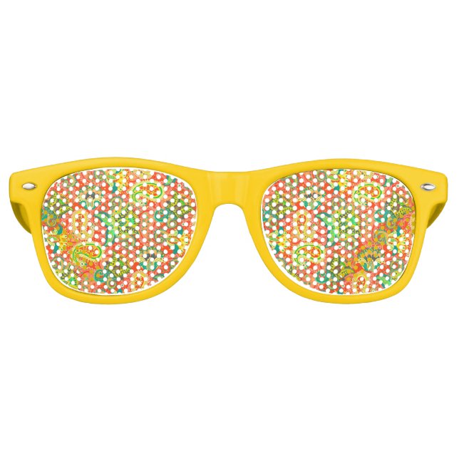 Cute colourful seamless paisley pattern retro sunglasses (Front)