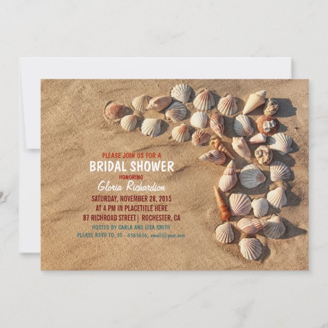 cute colourful seashells beach bridal shower invitation (Front)