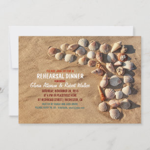 cute colourful seashells beach rehearsal dinner invitation