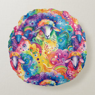Cute colourful sheep pattern  round cushion