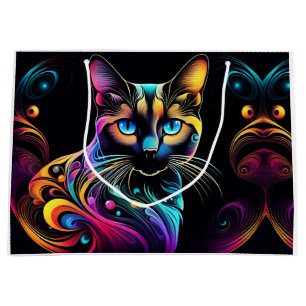 Cute Colourful Siamese Cat Art Large Gift Bag