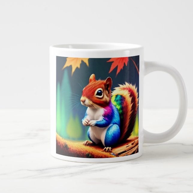 Cute Colourful Sitting Squirrel-75463 Large Coffee Mug (Right)