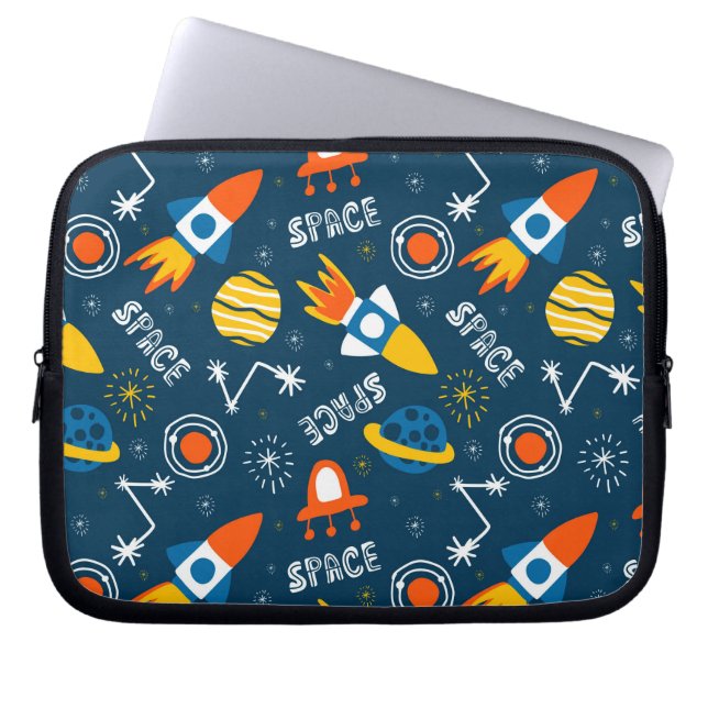 Cute Colourful Space Adventures Pattern Laptop Sleeve (Front)