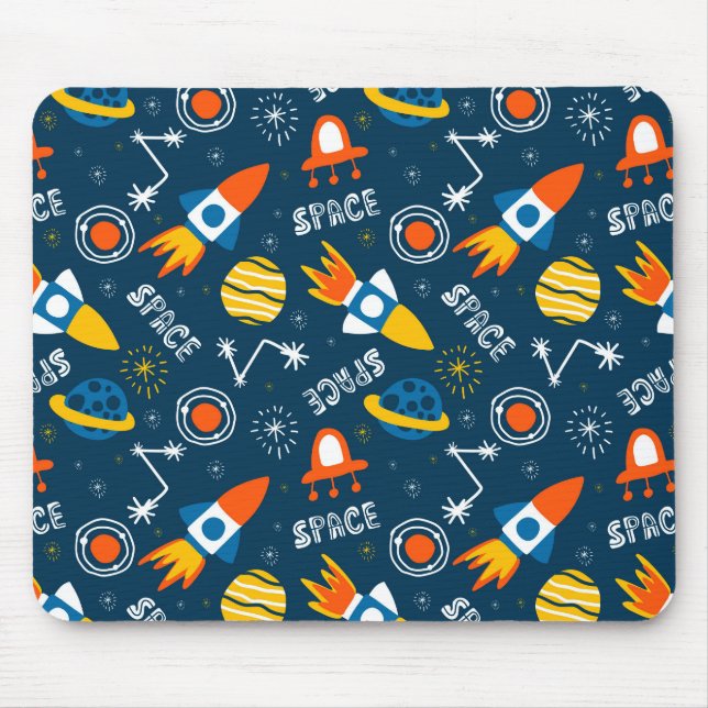 Cute Colourful Space Adventures Pattern Mouse Pad (Front)
