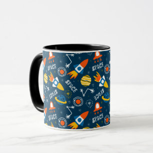 Cute Colourful Space Adventures Pattern Mug