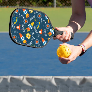 Cute Colourful Space Adventures Pattern Pickleball Paddle