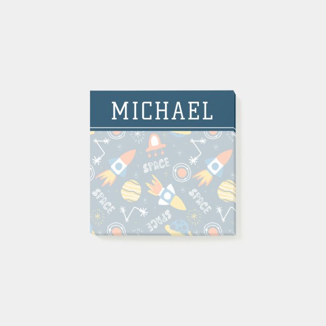 Cute Colourful Space Adventures Pattern Post-it Notes (Front)