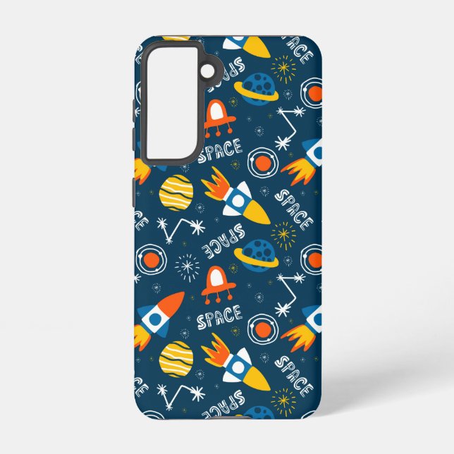 Cute Colourful Space Adventures Pattern Samsung Galaxy S21 Case (Back)