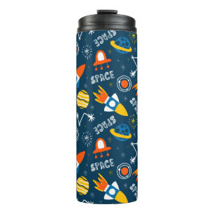 Cute Colourful Space Adventures Pattern Thermal Tumbler