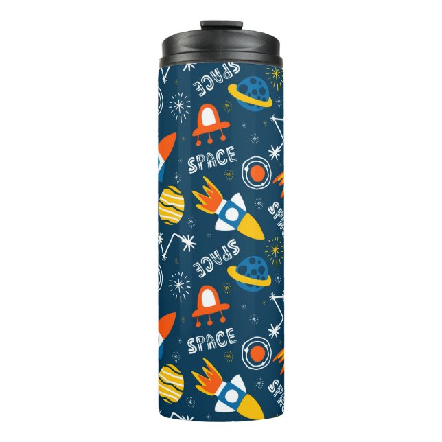 Cute Colourful Space Adventures Pattern Thermal Tumbler (Front)