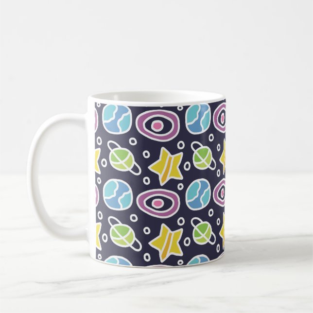 Cute Colourful Space Pattern Coffee Mug (Left)