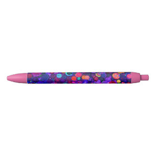 Cute colourful spiral cosmos patterns black ink pen