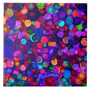 Cute colourful spiral cosmos patterns ceramic tile