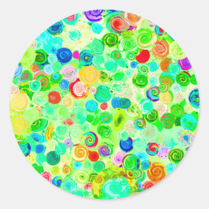 Cute colourful spiral cosmos patterns classic round sticker