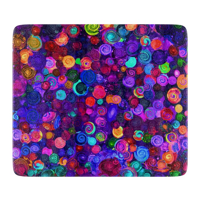Cute colourful spiral cosmos patterns cutting board (Front)