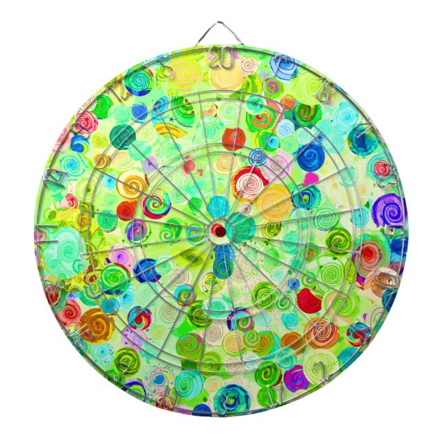 Cute colourful spiral cosmos patterns dartboard (Front)