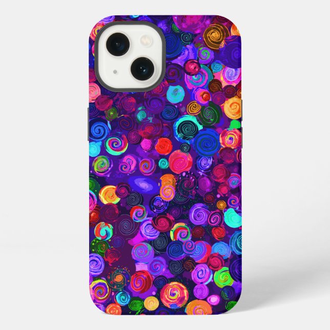 Cute colourful spiral cosmos patterns iPhone case (Back)
