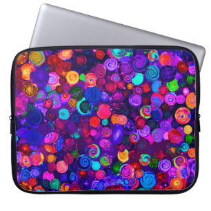 Cute colourful spiral cosmos patterns laptop sleeve