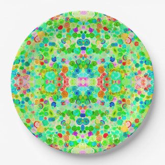 Cute colourful spiral cosmos patterns paper plate