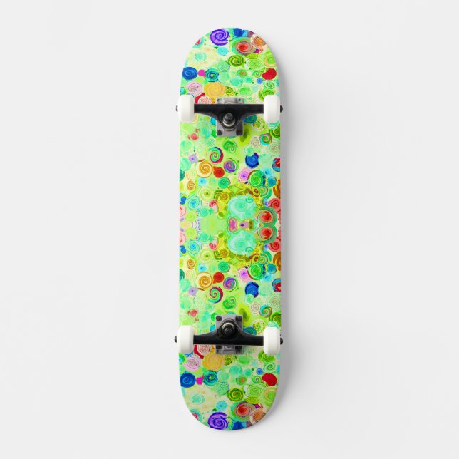Cute colourful spiral cosmos patterns skateboard (Front)
